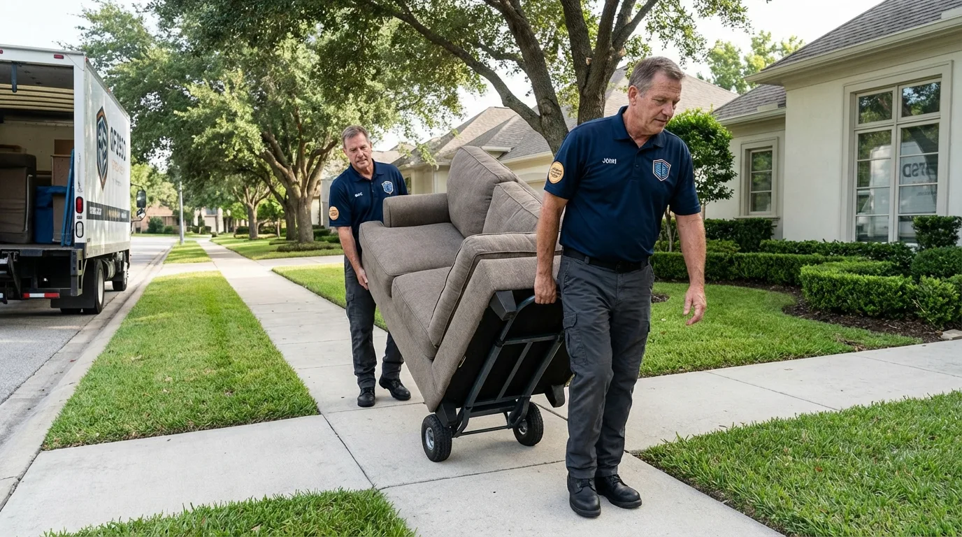 Local residential moving crew loading furniture in Madison, ME
